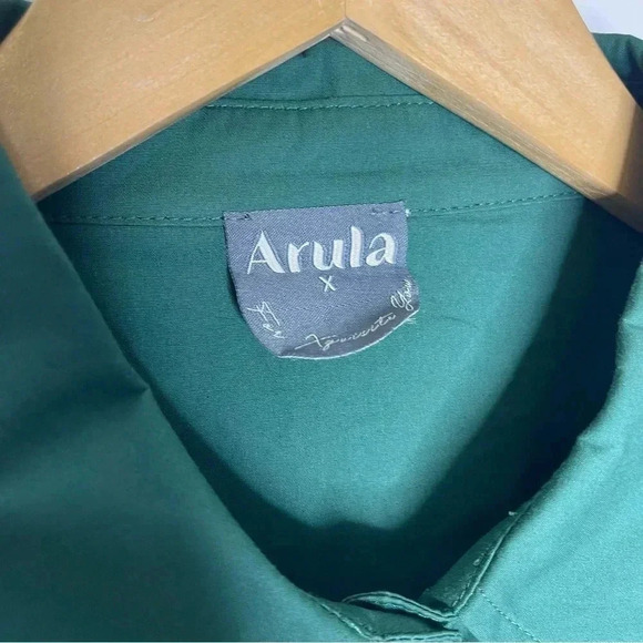 Arula Green Button Down Shirt Dress Julianna  Size X 10 - Picture 4 of 8